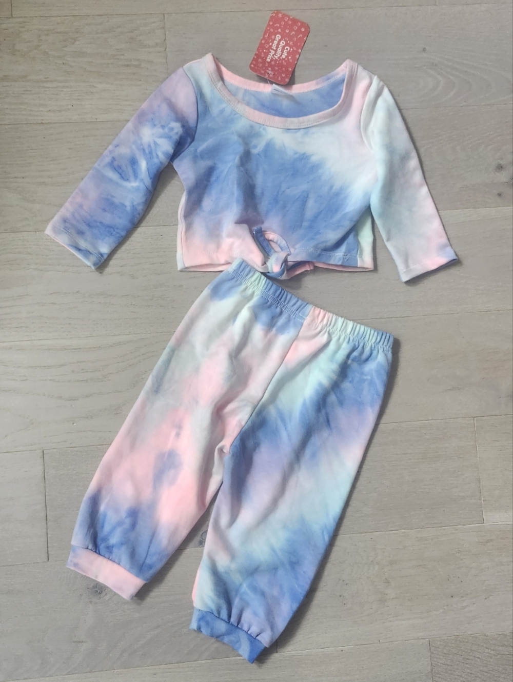 Baby Girl Blue Pink Tie Dye Matching Set Pants Sweater  9-12M